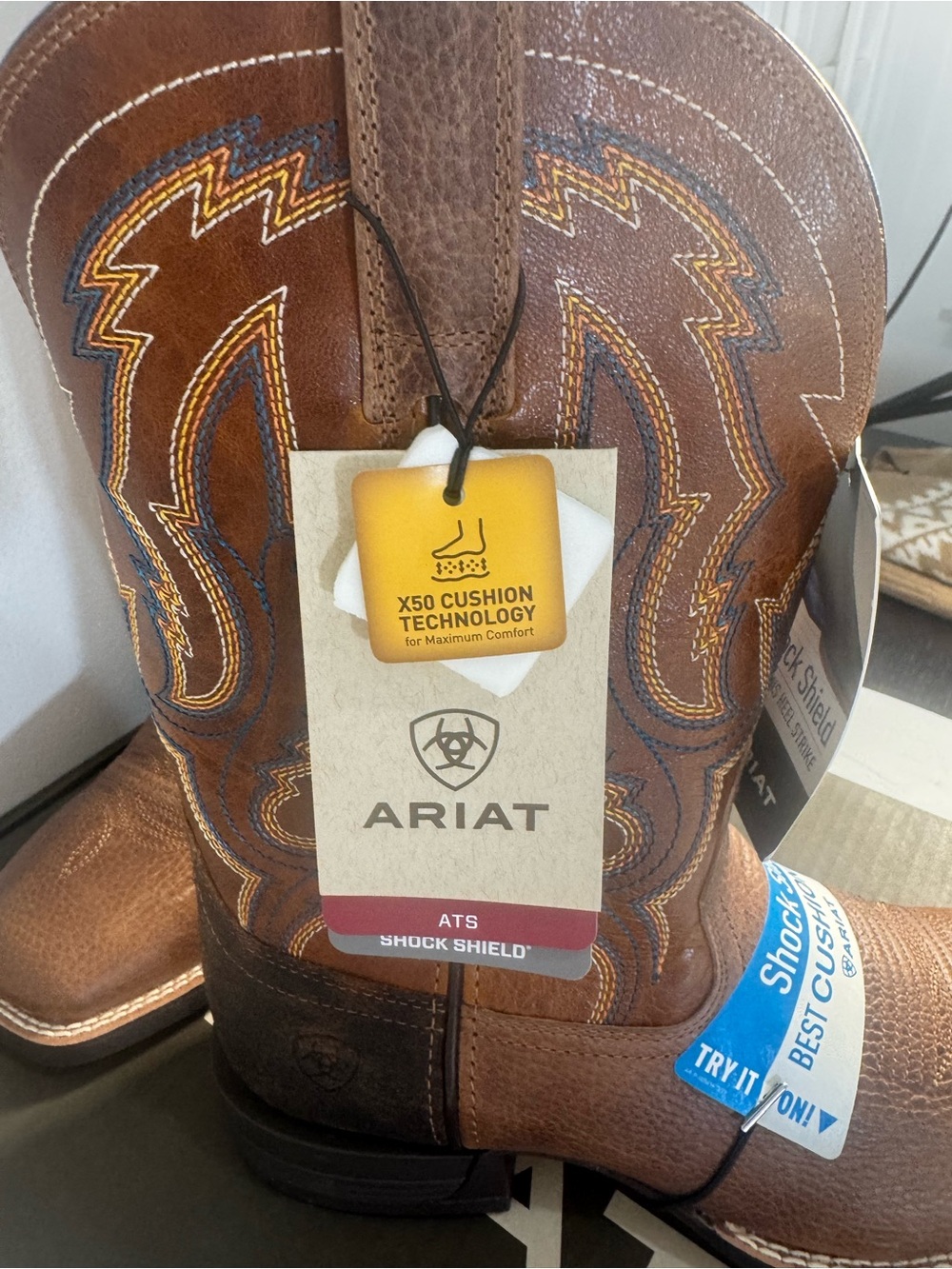 Ariat Men’s Steadfast Western Cowboy Boots Brown Square Toe Size 8.5 D NWT